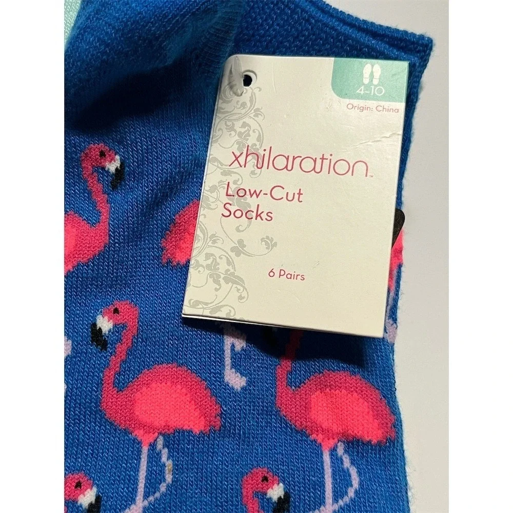 Xhilaration Low-Cut Socks Womens Shoe Size 4-10 Tropical 6-Pair Pack‎
